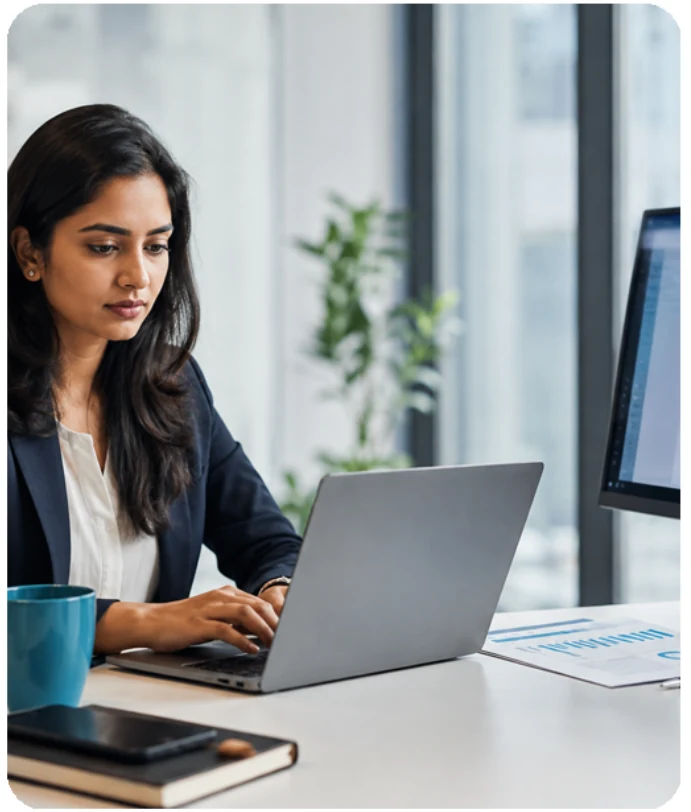 HR specialist reviewing employee data